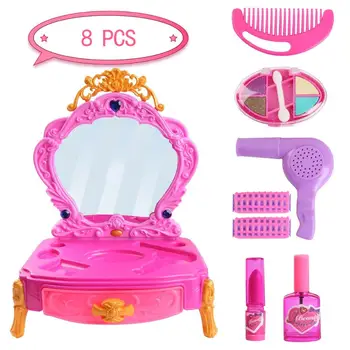 

Girls Safety Pretend Play Beauty Toys Fashion Princess Make Up Case Set Cosmetic Dressing Table Kids Children Makeup Toy