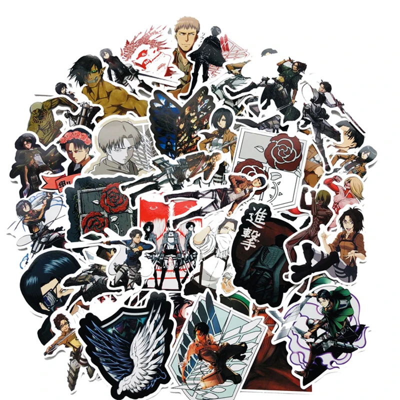 

10/20 / 42PCS Anime Cartoon Attack on Titan Waterproof Sticker For Laptop Travel Suitcase Scooter Children Toy