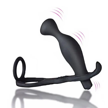 

Male Vibrating Prostate Massager with Double Ring Waterproof Butt Plug Pleasure Toys for Men, Women & Couples