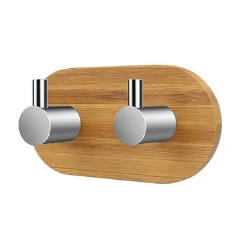 

Adhesive Hook, Wall Hooks for Bathroom Towel Hooks Kitchen Room Hook Stick, Bamboo and Stainless Steel