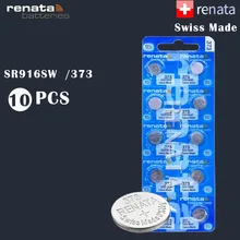 10X Renata 373, оксид серебра часы батарея длительный SR916SW 916 швейцарская Кнопка монета батареи