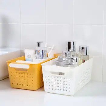 

1PC Plastic Refrigerator Organizer Portable Bathroom Bath Basket Kitchen Rectangular Sundries Snacks Storage Baskets