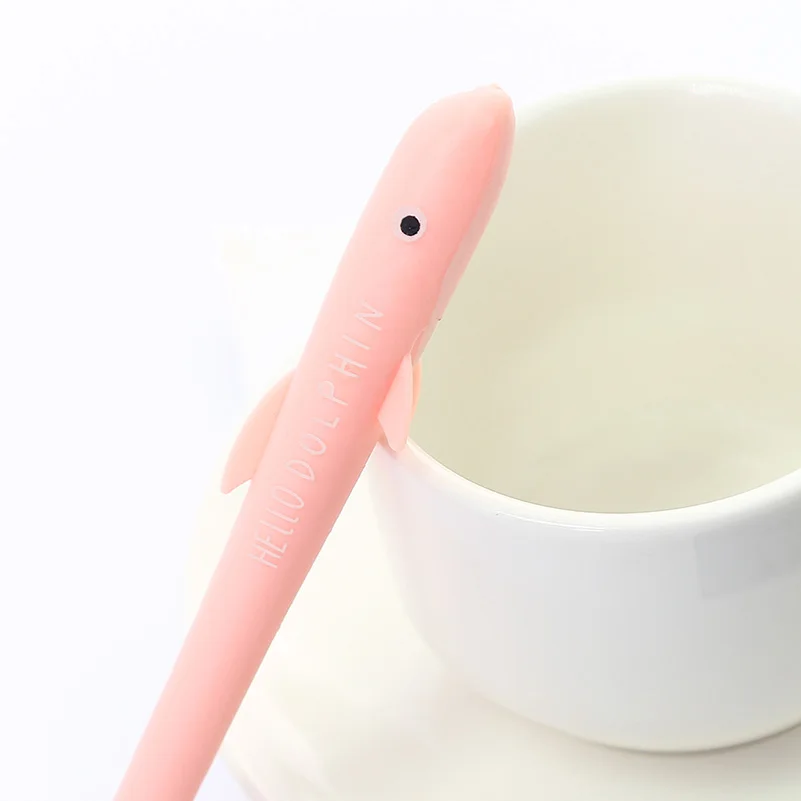 1 шт. гелевая ручка с милым дельфином в Корейском стиле, Kawaii, школьные вещи с героями мультфильмов, креативная Акула, студенческие чернильные ручки, красивые офисные стационарные - Цвет: Pink