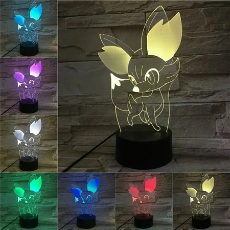 VCity Pokemon 3D ночник Fennekin Rowlet Entei мультяшный светильник прекрасные подарки для Детские вееры домашняя спальня атмосферное освещение Декор - Испускаемый цвет: E
