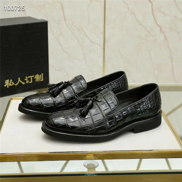 Authentic Exotic Crocodile Skin Businessmen Dress Loafers Genuine