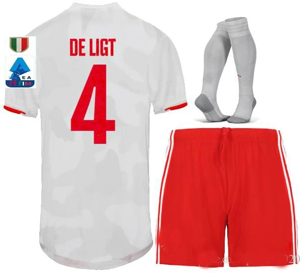 Горячая Распродажа juve Serie A patch soccer jersey DE LIGT Ronaldo комплект для взрослых+ носки футболка для футбола размер S-2XL - Цвет: Away