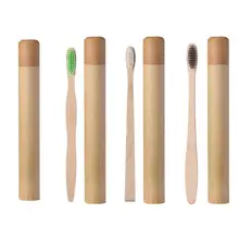 1pcsNaturalBambooToothbrushBambooTubeSoftHairEcoFriendlyNaturalBambooToothbrush+ 1pcBambooTubeCase