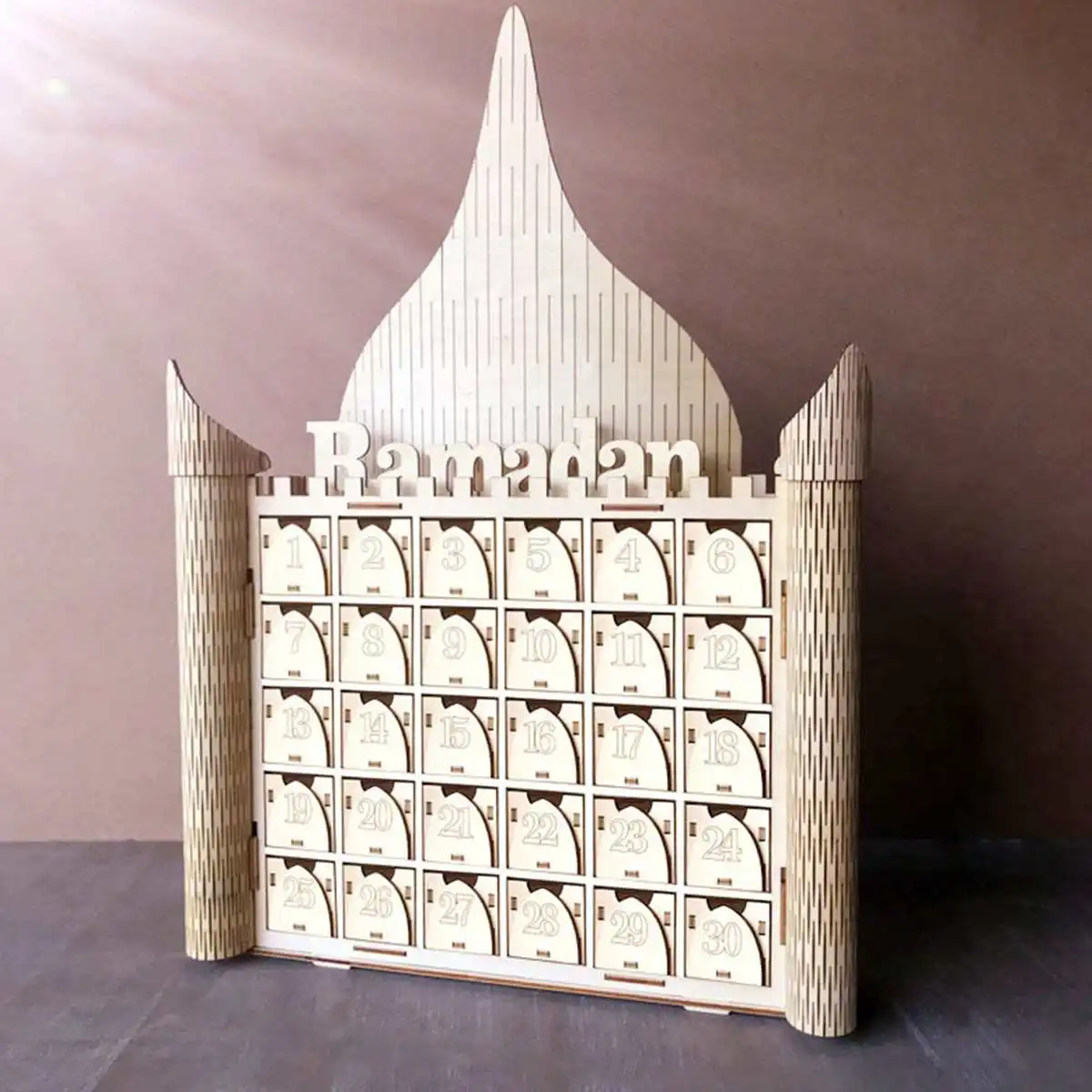 

Wooden MDF Eid Mubarak Ramadan Advent Calendar 30 Day Countdown Muslim Islamic Countdown House Drawer Decorations Ornament Gift