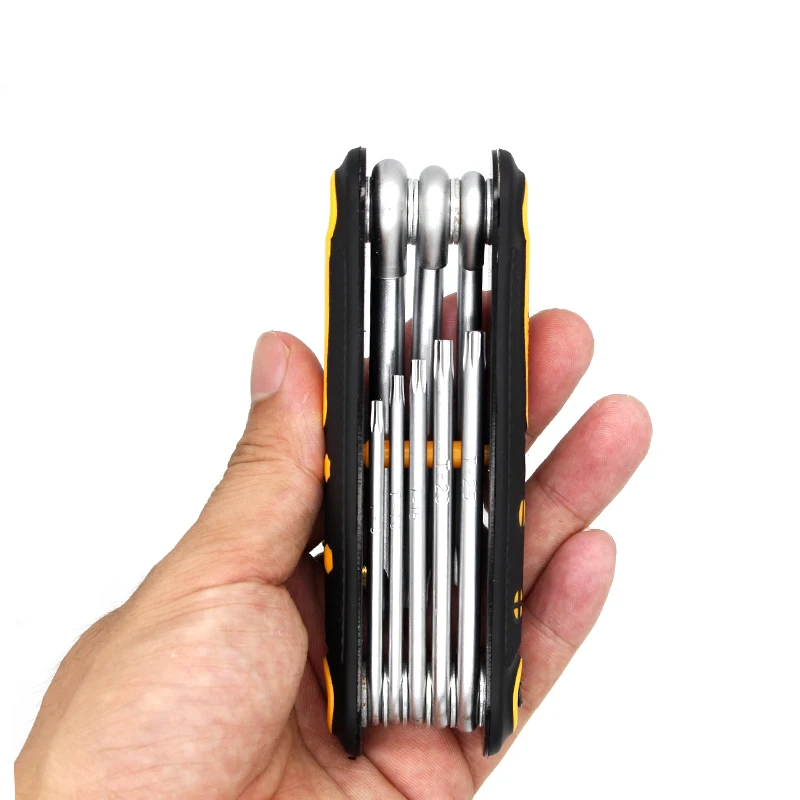 8 in 1 Portable Folding Torx Star Key Bit Screwdriver Wrench Set Tool Kit T9T10T15T20T25T27T30T40 hand Tools (3)