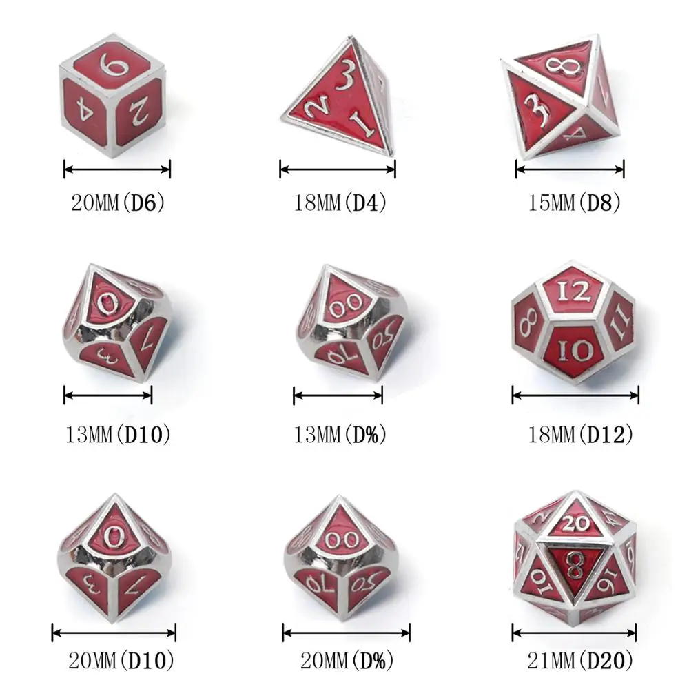 Chengshuo rpg dice dungeons and dragons table games sales promotion polyhedral metal dices Zinc alloy Numerical combination dice