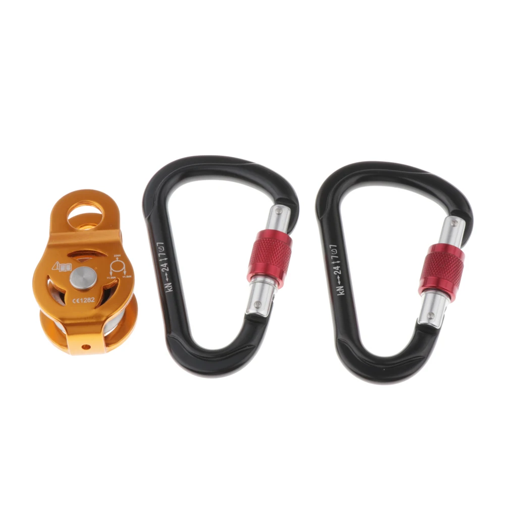 Pear Lock 1 шт. фиксированный одиночный шкив+ 2 шт. карабины для альпинизма на открытом воздухе - Цвет: Pear Lock