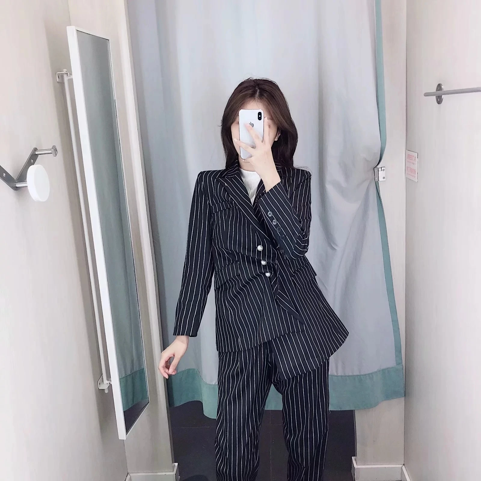 Vintage Women Blazer stripe Asymmetry Workwear new Blazer Pockets Jackets Female Retro Suits casual Streetwear women