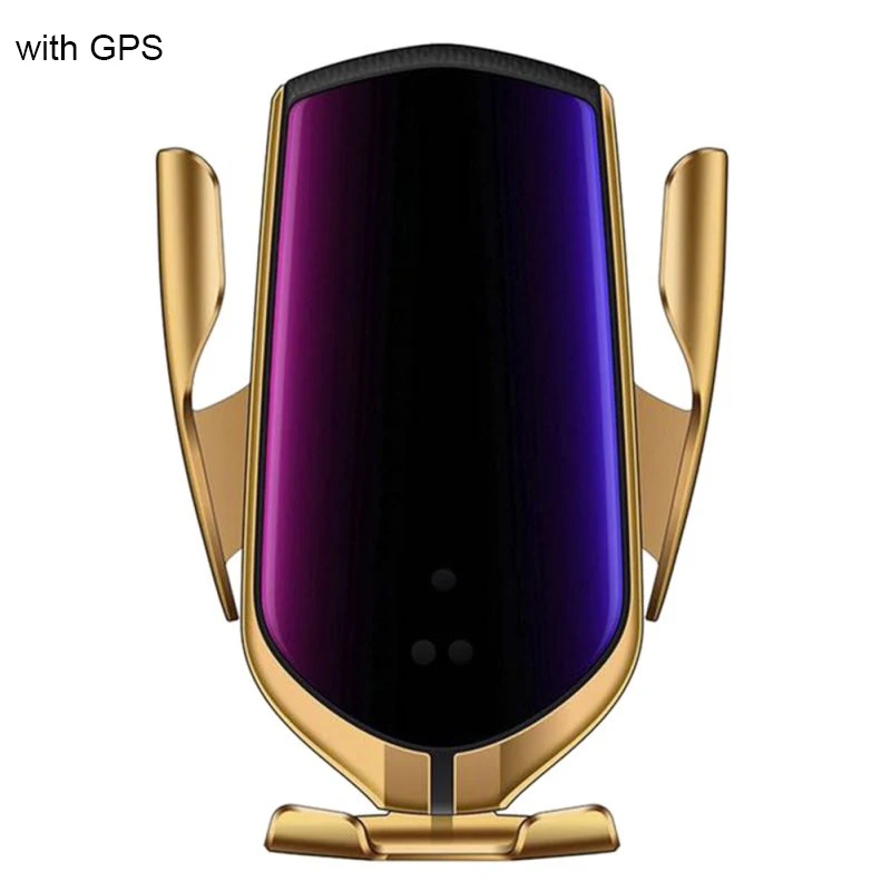 R1 с функцией gps инфракрасная индукция 10 Вт автомобильное беспроводное зарядное устройство для iPhone и Android и тип-c - Цвет: Gold