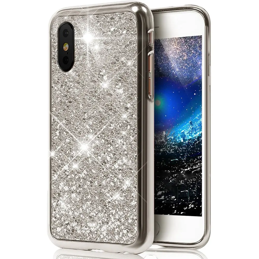 Блестящий сверкающий мягкий чехол для samsung Galaxy S10 Plus S10e S9 A20 A30 A50 A70 Модный Блестящий чехол для женщин и девушек - Цвет: Silver