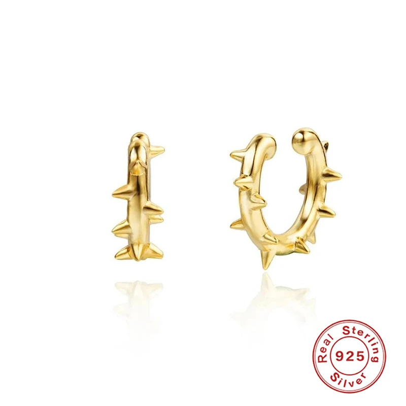 

Aide 925 Sterling Silver European Style 18k Gold Earrings Clip For Women Simple Olive Branch Earrings Sweet Cute Student Jewelry