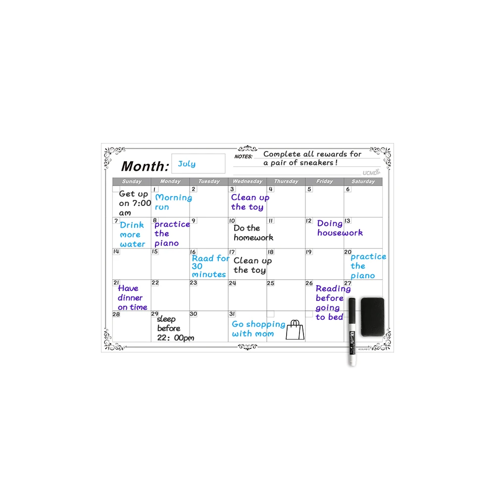 Магнитная ежемесячная ежедневная доска календарь стираемая на холодильник магнитная наклейка Еженедельный план список продуктов список делать блокнот доска для заметок