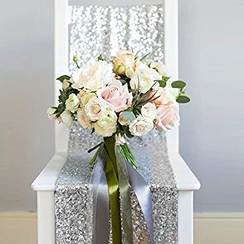 

Luxury Sequin Embroidered Table Runner Shiny Gold Silver wholesale for Wedding Hotel Dinner Party Decoration