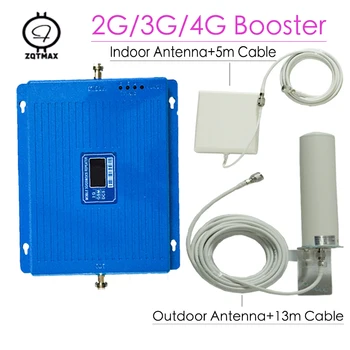 

2G 3G 4G Tri Band GSM DCS WCDMA Cellphone Signal Amplifier 900 1800 2100 Repeater 75dB LTE UMTS Cellular Amplifier with antenna