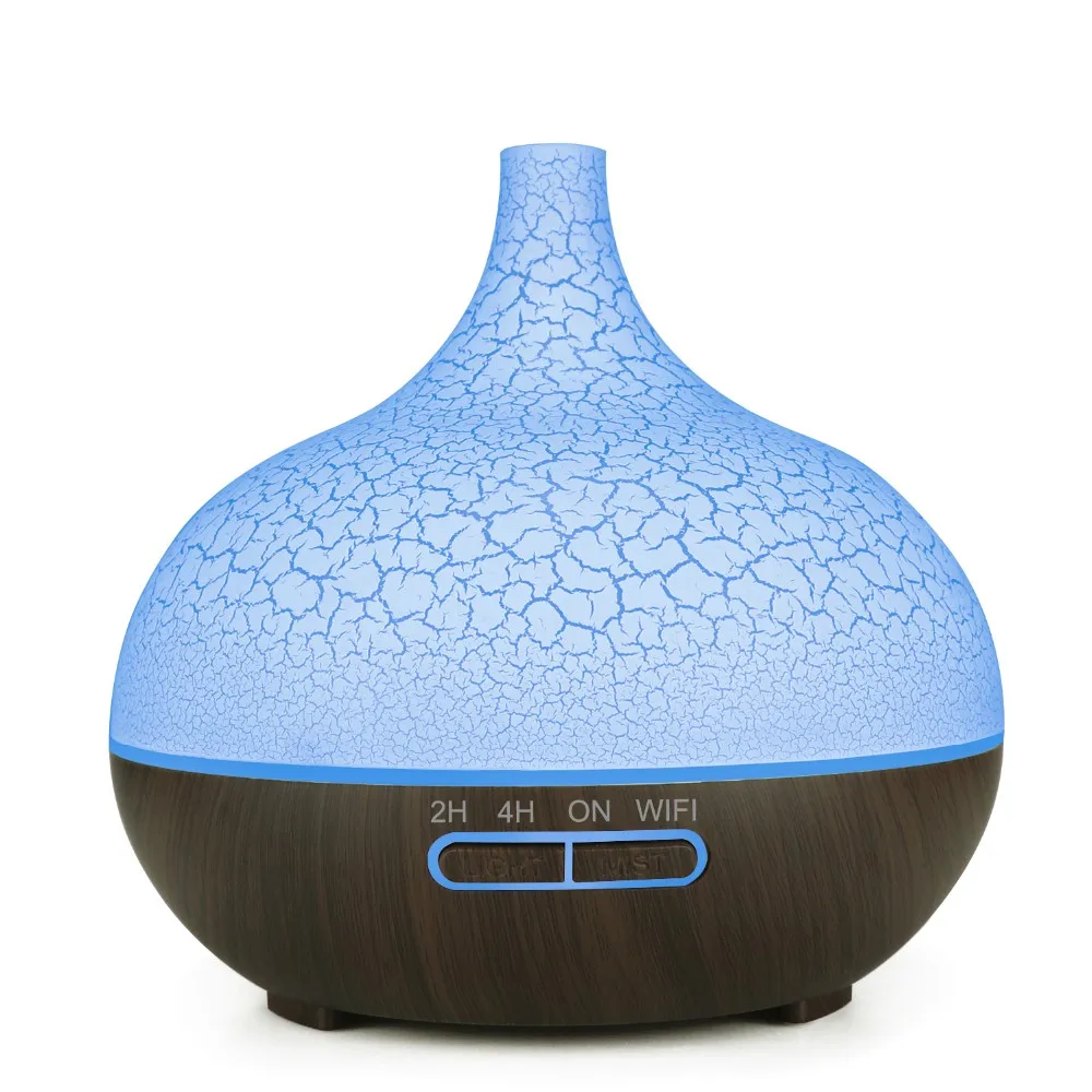 Dark Wood Grain 400 мл умный Wifi беспроводной деревянный ароматизатор эфирного масла диффузор ароматерапия ультразвуковая увлажнитель воздуха для спальни дома - Цвет: Dark Wood Grain