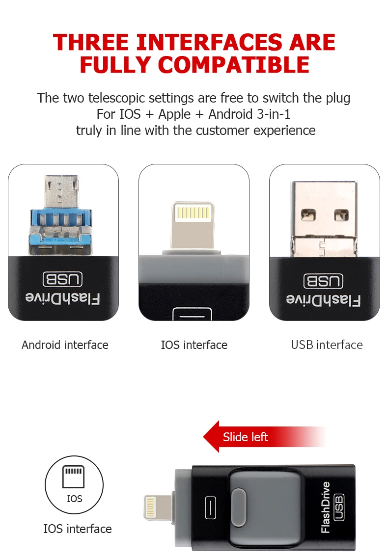 Дропшиппинг USB флэш-накопитель для iPhone X/8/7/7 Plus/6 Plus/6s/5 ipad металлический флэш-накопитель HD флеш-накопитель 8 16 ГБ 32 ГБ, 64 ГБ, 128G Flash Driver