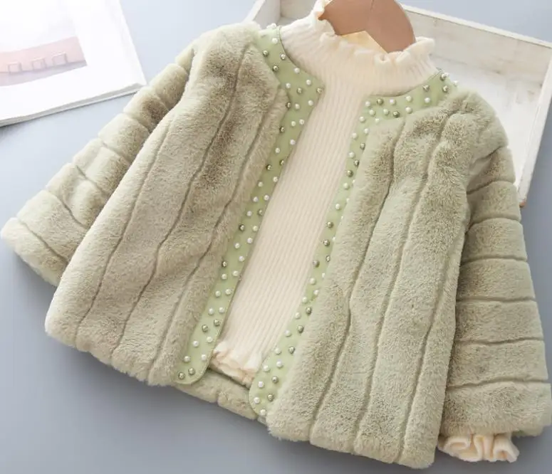 green (no sweater) Осенне-зимняя куртка для маленьких девочек; одежда с мехом для девочек; Верхняя одежда для малышей; теплая одежда для малышей; осеннее плотное пальто; рождественское пальто - Цвет: green (no sweater)