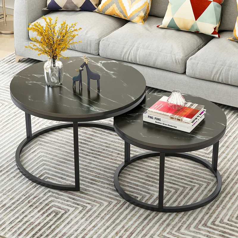  2 in 1 Living Room Coffee Tables wooden combination furniture round Two-tone Tea table adjustable s