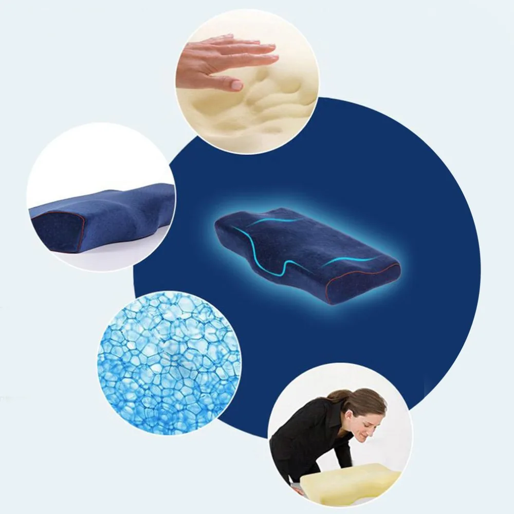 Slow Rebound Comfortable Memory Foam Pillow Butterfly Shaped Bedding Orthopedic Pillow for Neck Pain Sleeping Pillows