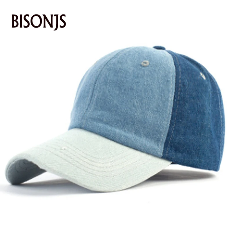 

BISONJS 2020 Fashion Colorblock Denim Women's Baseball Cap New Breathable Adjustable Snapback Cap Outdoor Summer Cotton Sun Hats