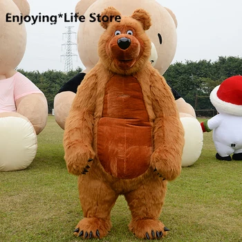

2M/2.6M/3M Halloween Inflatable Brown Bear Scary Mask Mascot Costume Suit Adult Cosplay Advertising Party Game Dress Girl Mascot