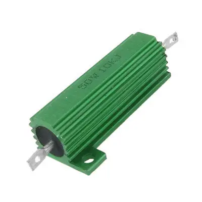 2 x монтируемые на шасси 50W 10K Ohm 5% алюминиевый чехол резисторы с проволочной обмоткой зеленый