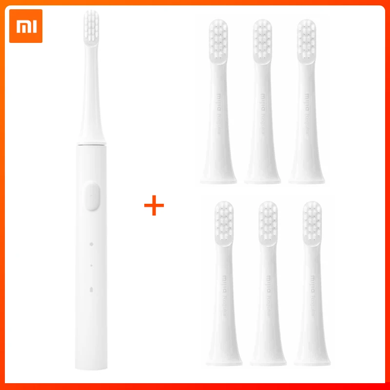 1 add 6 Xiaomi Mijia T100 звуковая электрическая зубная щетка для взрослых Водонепроницаемая ультра звуковая автоматическая зубная щетка с зарядкой от USB - Цвет: 1 add 6