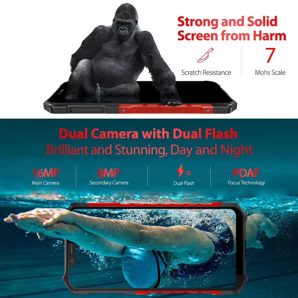 Ulefone Armor 6S Rugged Phone Waterproof Shockproof 6.2 inch 6GB 128GB Android 9.0 Helio P70 Octa Core 5000mAh NFC 4G Smartphone