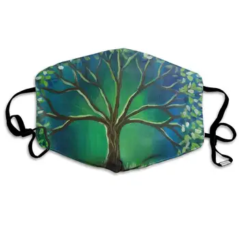 

Polyester Anti-dust Mouth Mask - Green Tree Painting Seamless Art Washed Reusable Mouth-Muffle - Fashion Printed Face Masks for