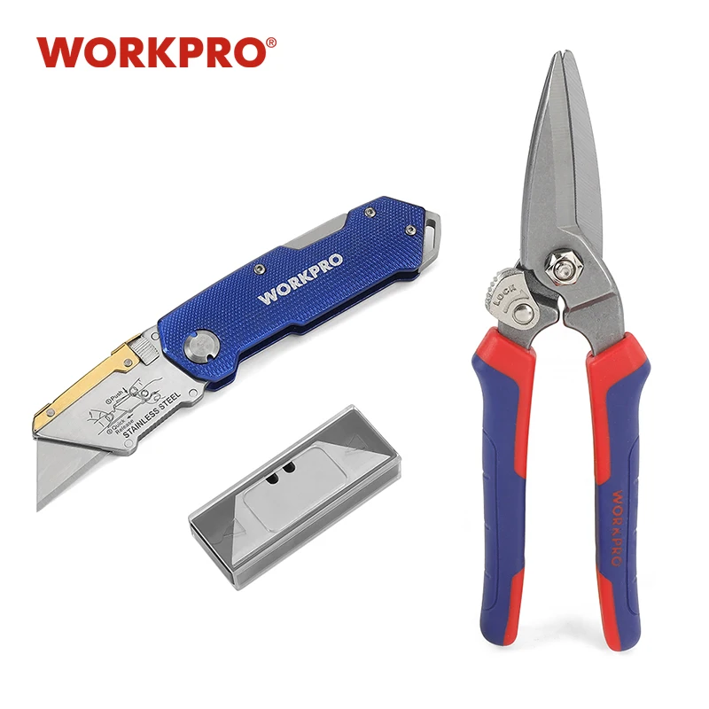 Kaufen WORKPRO Messer und Scheren Gesetzt Elektrische Folding Messer mit Klingen Multi zweck Geschmiedet Schere Scissor