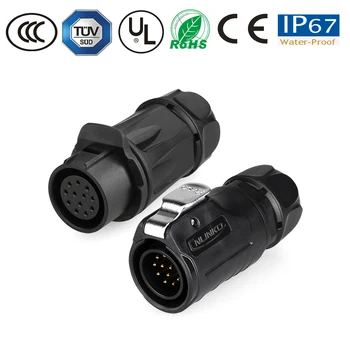 

waterproof connector IP67 M20 12 pin led lamp electronics monitor TV power cable/wiring connector round pastic plug socket