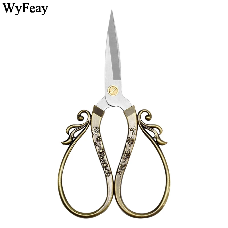 European Retro Hollow Rose Gold Scissors for Sewing Sharp Point Stainless  Steel Antique Scissors Gold Small Embroidery Scissors