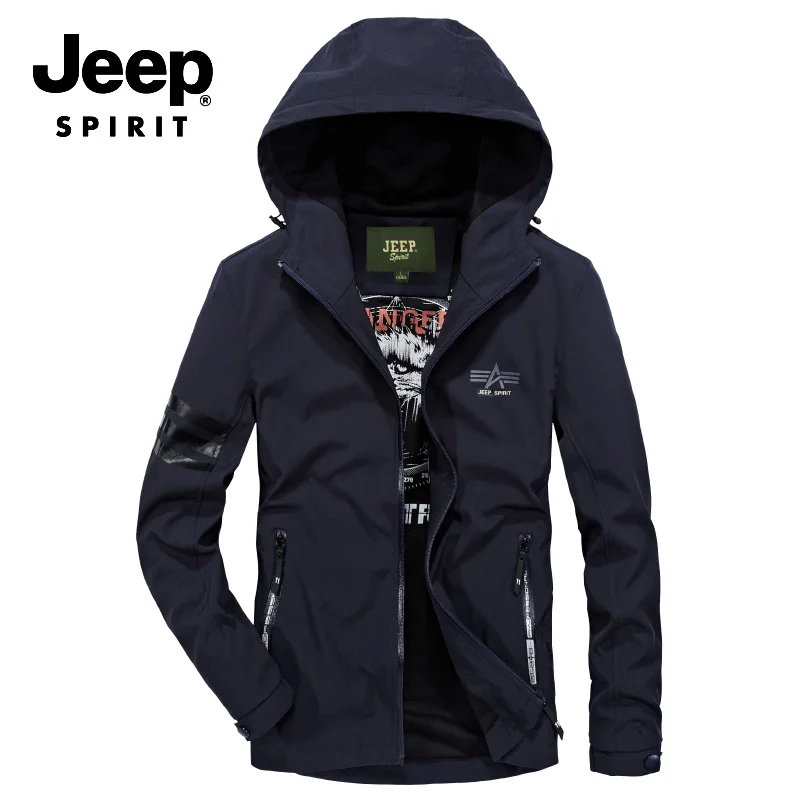 JEEP SPIRIT оригинальные брендовые осенние куртки модные с капюшоном воротник быстросохнущее пальто Мужская сетчатая юбка Ветровка Военная куртка