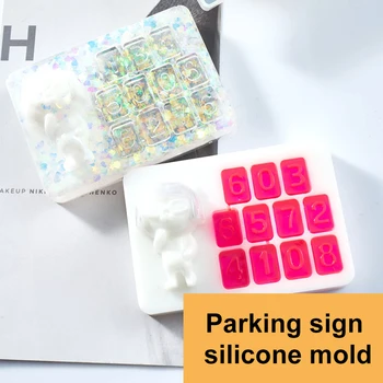 

DIY Crystal Epoxy Mold Oval Moving License Plate Mold Digital Parking Card Moving License Plate Manual Epoxy Mold YE-Hot