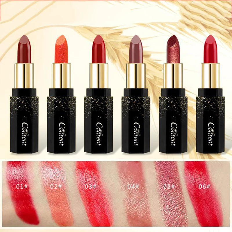 

ZHENDUO 6 colors shimmer lipstick temperature discolor matte lipstick makeup Waterproof rouge red lip stick cosmetics