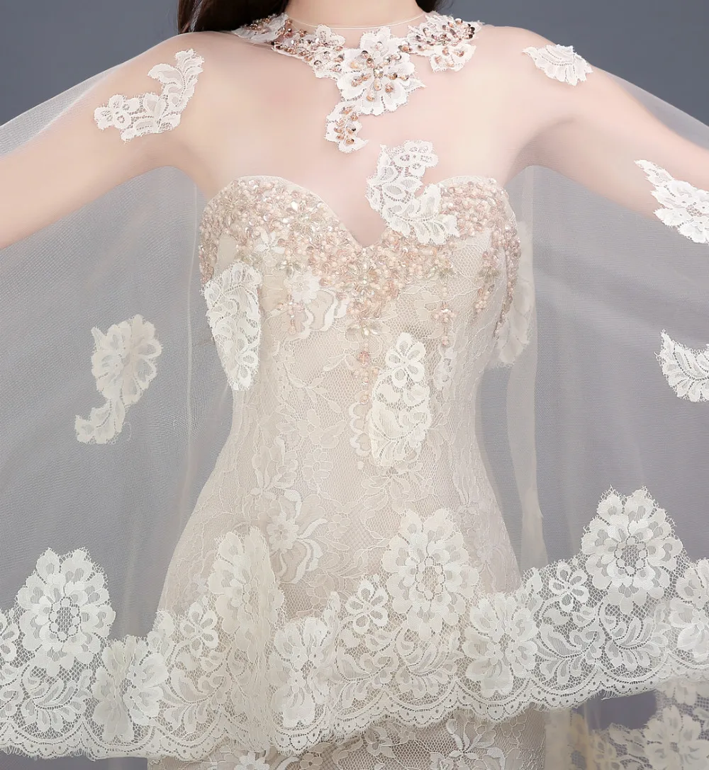 Гламурное кружевное платье русалки для выпускного вечера Vestidos аппликация вуали обшитое бисером вырез сердечком плащ реальное изображение вечерние платья Vogue