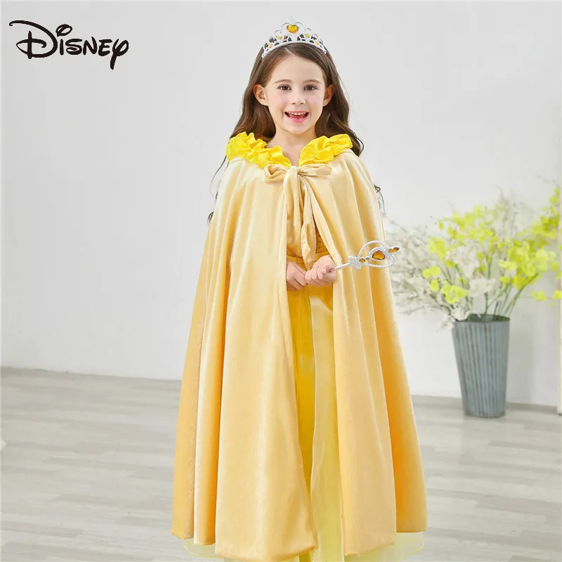 

Disney authentic Frozen princess cloak go out shawl girl Aisha autumn and winter plus velvet children's cloak Christmas dress