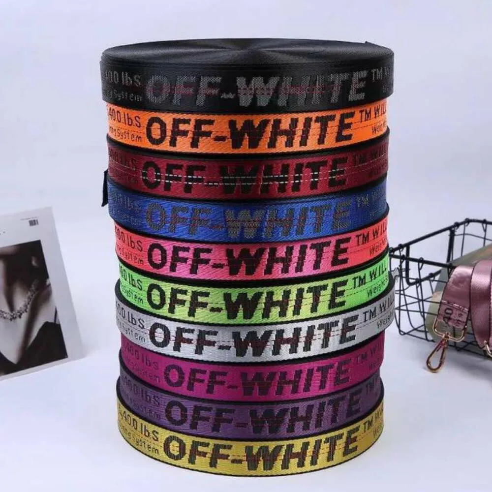 

100Yards 25mm 1" width OFF-WHITE Nylon Jacquard Webbing unique Pattern Tape Ribbon Belt Shoulder Strap Garment Accessories