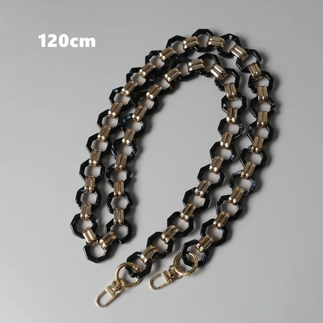 New Fashion Woman Handbag Accessory Parts Cute Chain Black Acrylic Resin Chain Luxury Strap Women Shoulder Clutch Handle Chain Small  buckle 120cm