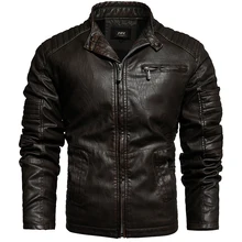 Новинка, мужские кожаные куртки, мотоциклетная куртка из искусственной кожи, мужские осенние повседневные кожаные пальто, приталенная Мужская брендовая одежда
