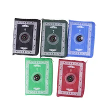 Цвет случайный портативный исламский Молитвенный ковер коврик ковер с компасом