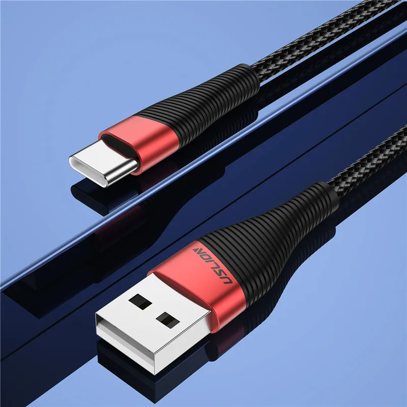 Красный USLION 3 м usb type-C кабель для samsung S10 huawei P30 Pro 3.0A Быстрая зарядка type-C кабель для зарядки телефона USB C кабель для samsung s9 - Цвет: Красный