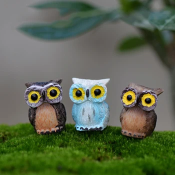 

Mini Big Eyes Night Owl Ornament Crafts Small Statue Figurine Minerva Bird Home Car Desk Decoration False Money Box