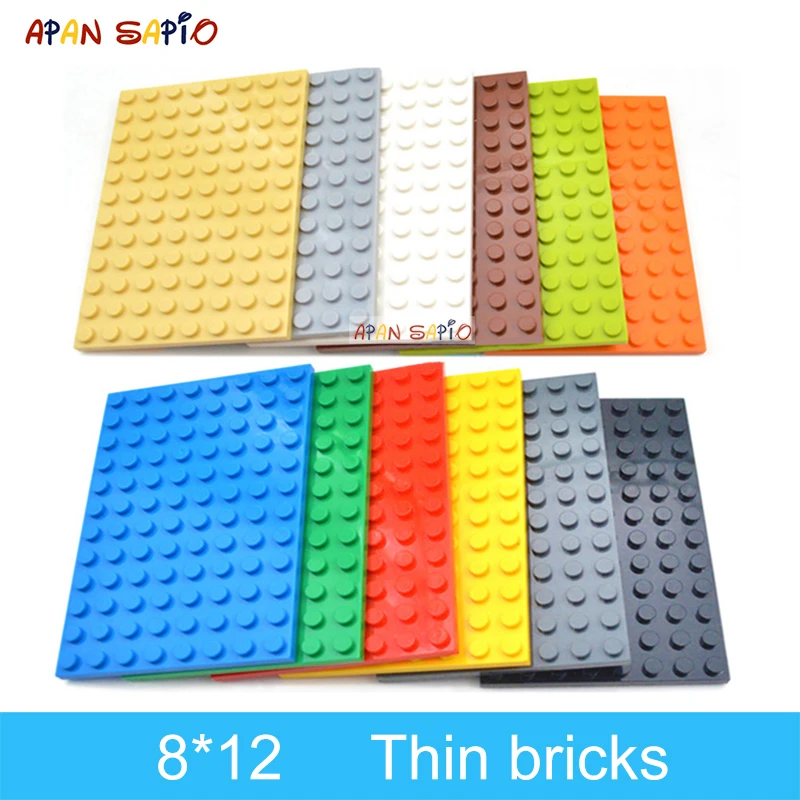 5pcs DIY Building Blocks 8x12 Dots Thin Figures Bricks 12Color Educational Creative Size Compatible With Brand Toys for Children 120pcs diy building blocks thin figures bricks 1x4 dots educational creative size compatible with 3710 plastic toys for children