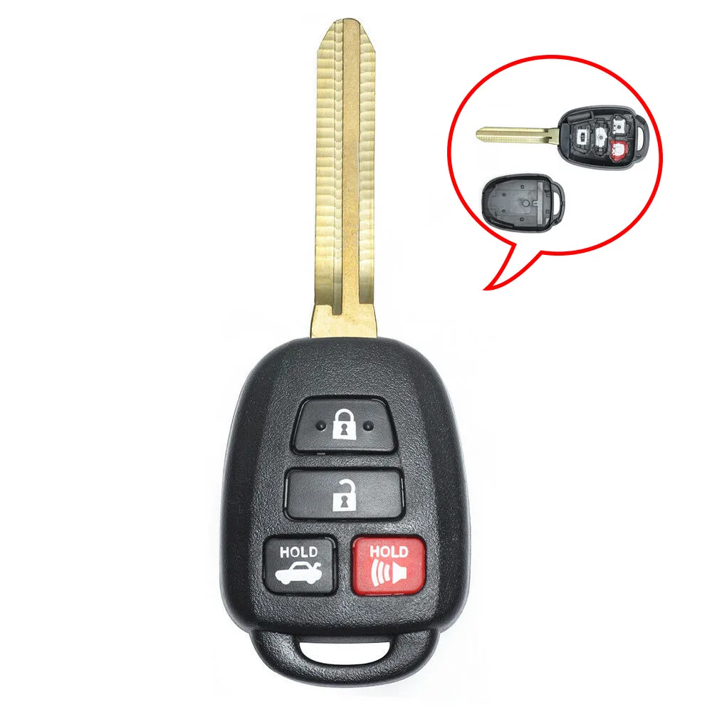 Keyecu, 10 шт., чехол для дистанционного ключа автомобиля, корпус, крышка, 4 кнопки с H Штампом на лопасти для Toyota Camry 2012- Corolla