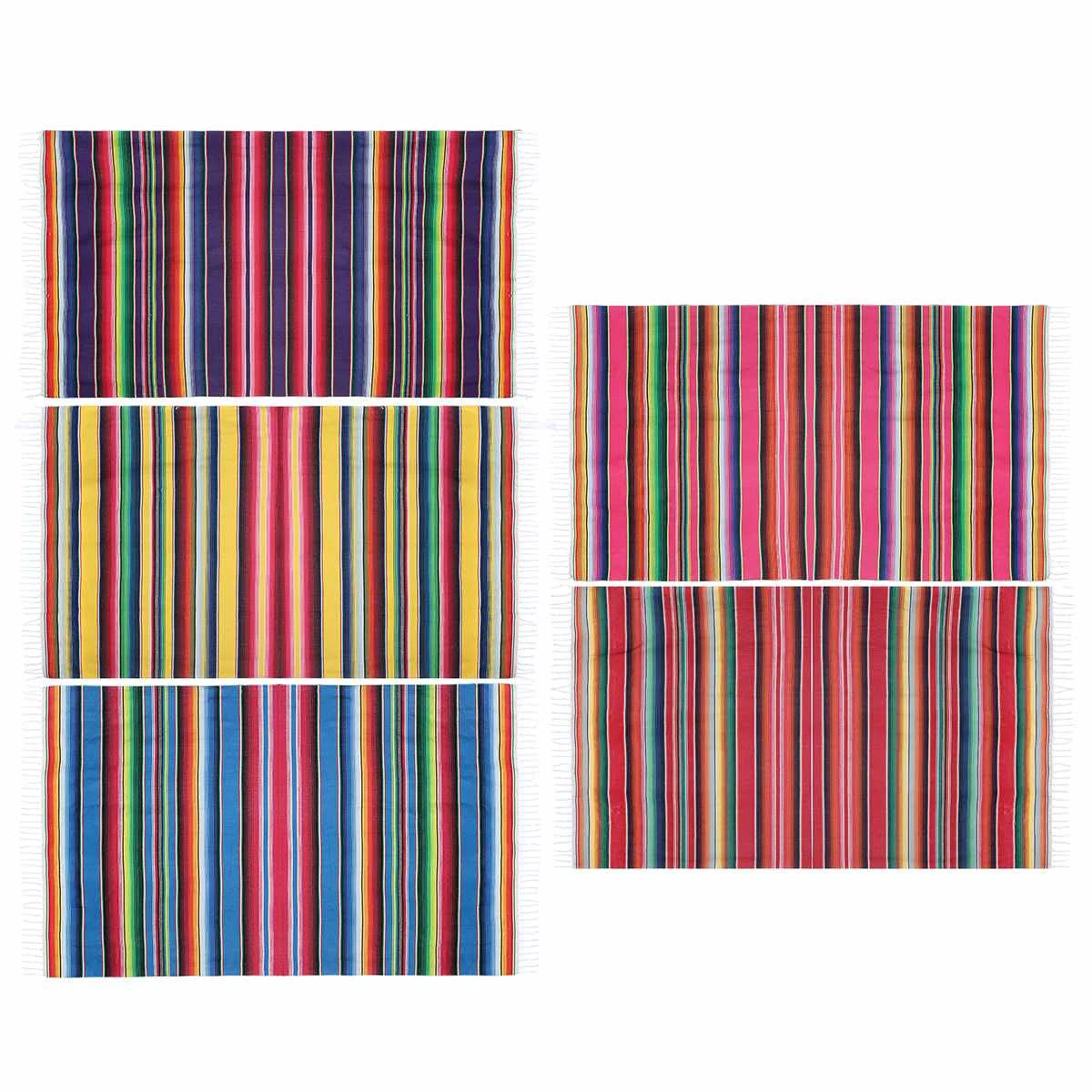 150X200CM Mexican Ethnic Style Beach Blanket Cotton Handmade Rainbow Blanket Home Tapestry Beach Camping Picnic Travel Plane Mat